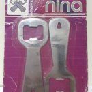 Set of 2 NINA Bottle Openers - Stainless Steel Silver Bar Tools, From Spain Set of 2 NINA Bottle Openers - Stainless Steel Silver Bar Tools, From Spain