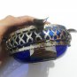 Vintage Bohemian Cobalt Blue Cut Crystal Ashtray Elegant Glass Cigarette Holder