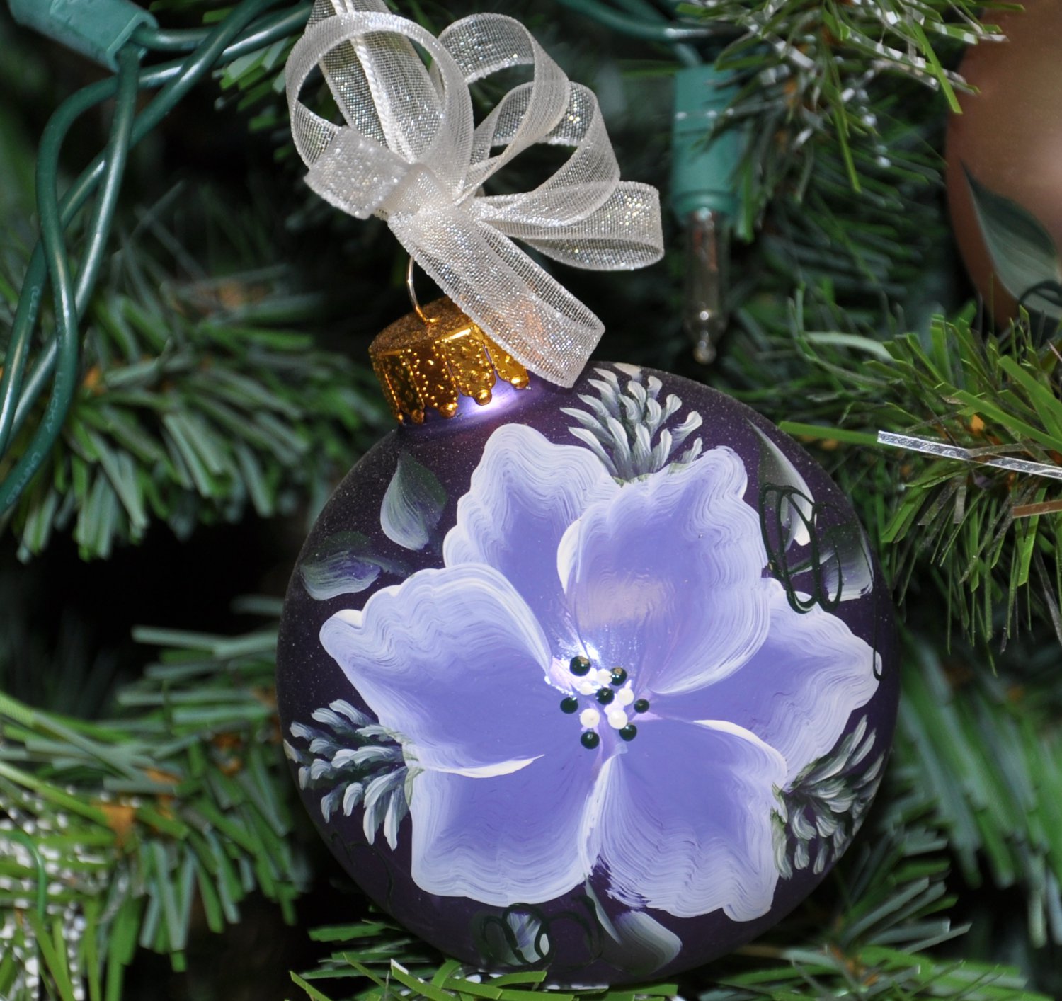 Hand painted Poinsettia Christmas Ornament