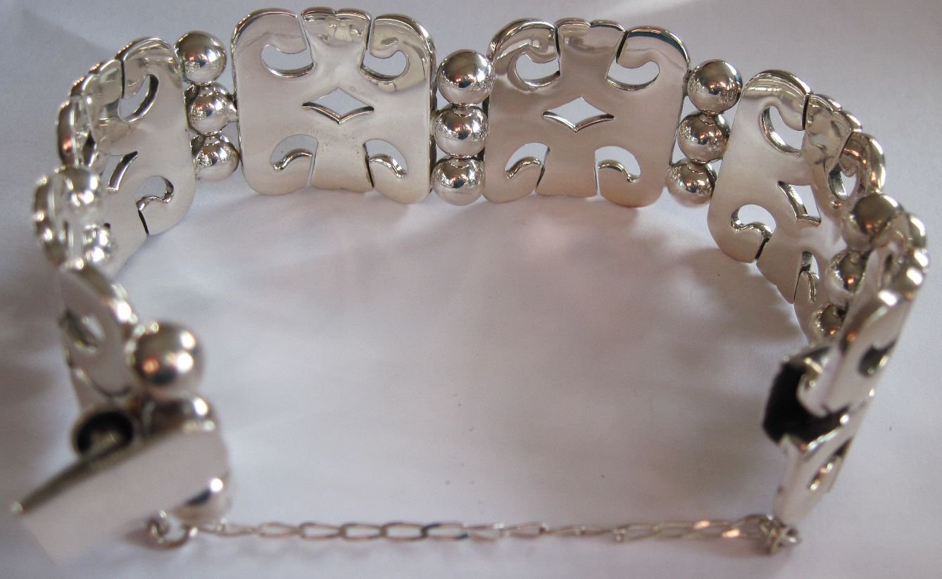 Vintage Sterling Silver ATI 925 Mexico Link Bracelet Heavy Mexican