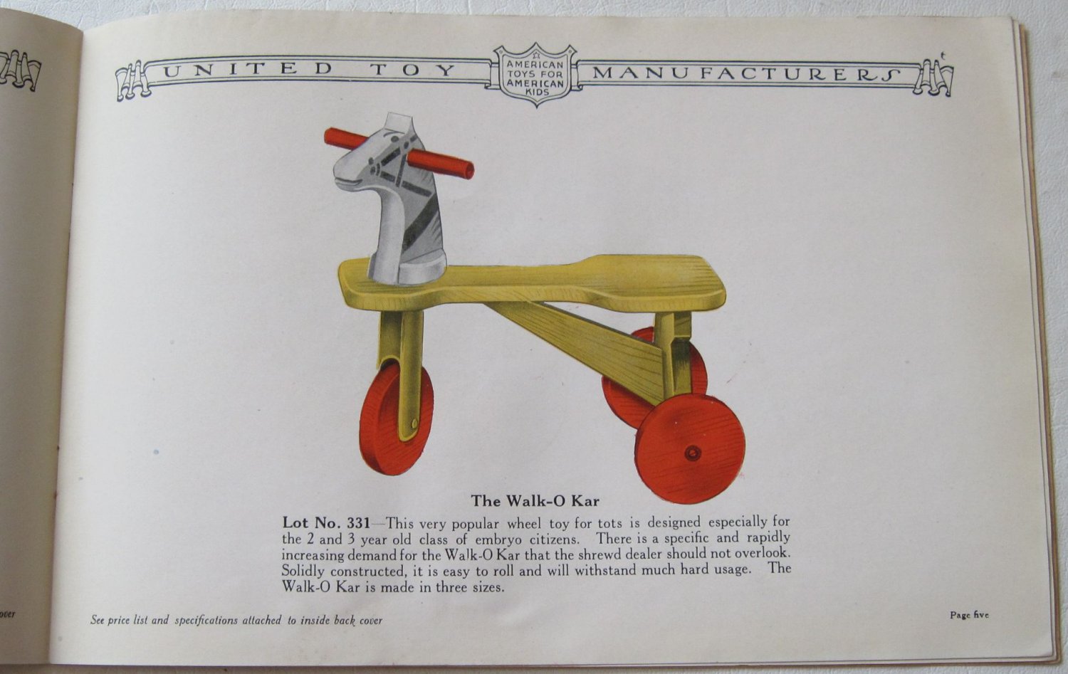 1919 United Toy Manufacturers Original Wooden Toys Catalog 16 pages