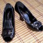 Kenneth Cole Black Leather Wedge Heels Pumps nw 7.5