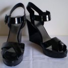 Nine West Black Sandle Patent Uper Wedge Heels Pumps 11