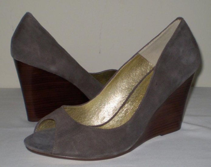 nine west suede chain wrap heels