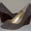 Nine West Suede Leather Peep Toe Wedge Heels 11