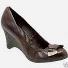Nine West Brown Leather Wedge Heels Pumps Shoes nw 12