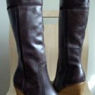 Steve Madden Mavie wedge Boots Tall Brown Leather 10