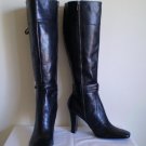 Nine West Pietra Black Leather tall boots heels 10