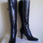 Nine West Pietra Black Leather tall boots heels 10