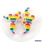 5 PCS Rainbow Mouse Head Silicone Focal Beads