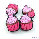 5 PCS  Valentine's Day Pink Cake wth Love Silicone Focal Beads
