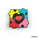 5 PCS Autism With  Heart 2 Silicone Focal Beads