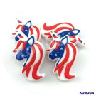 5 PCS Unicorn Horses American Independence Day Silicone Focal Beads