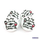 5 PCS My Day Starts With Coffee and  with Wine Silicone Focal Beads