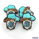 5 PCS Cow Bog Print hat Silicone Focal Beads