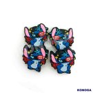 5 PCS Stitch with flower print Silicone Focal Beads