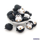 5 PCS 3D Penguin Silicone Focal Beads