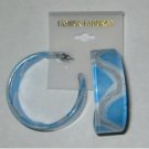 Silvery Stripe Hoop Earrings - Blue