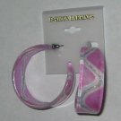 Silvery Stripe Hoop Earrings - Pink