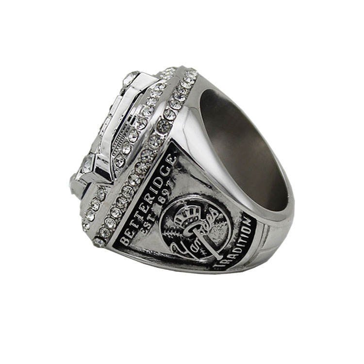 Silver Plated Alloy Royal Blue Big Stone Fans Baseball Yankees Championship Rings