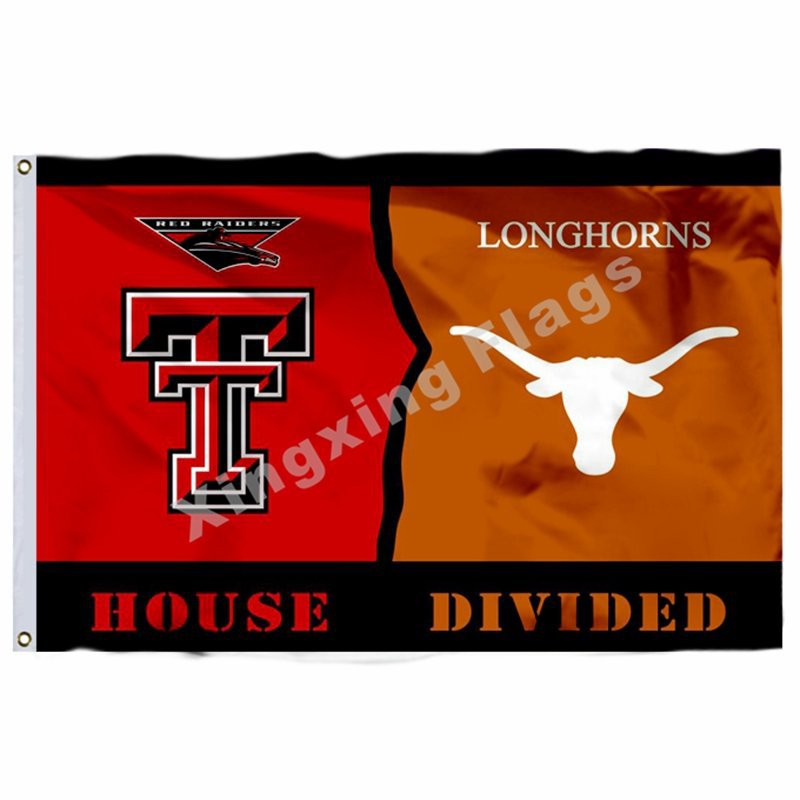 Texas Tech Red Raiders Texas Longhorns House Divided Flag 3ft X 5ft Po