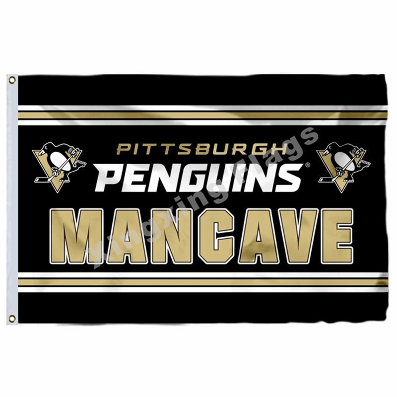 Pittsburgh Penguins Man Cave Flag 3ft X 5ft Polyester NHL Banner Pitts