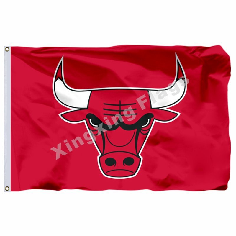 Chicago Bulls Large Logo Flag 3ft X 5ft Polyester NBA Chicago Bulls Ba