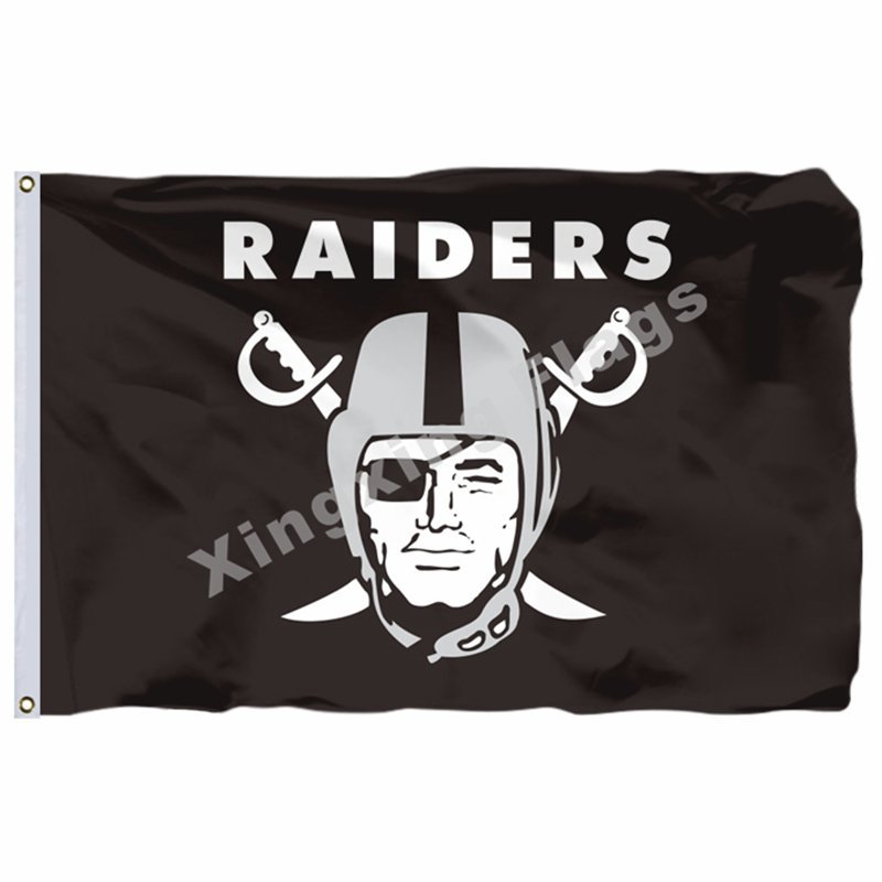 Car Flag Oakland Raiders car flag double sided 100D Polyester NFL