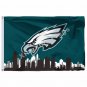 Philadelphia Eagles With Philadelphia City Skyline Flag 3ft X 5ft Poly