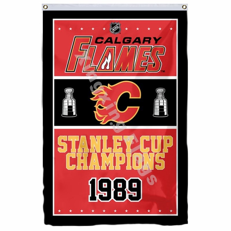 Calgary Flames Stanley Cup Champions Flag 3ft x 5ft Polyester NHL Bann