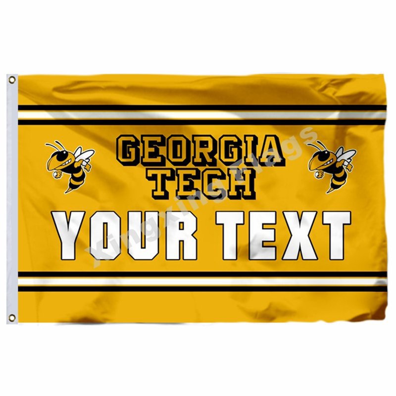 Georgia Tech Yellow Jackets YOUR TEXT Flag 3ft x 5ft Polyester NCAA Ba