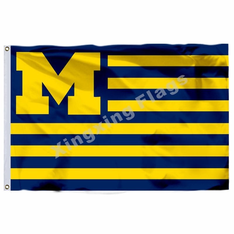 Michigan Wolverines With Modified US Flag 3ft X 5ft Polyester NCAA Ban