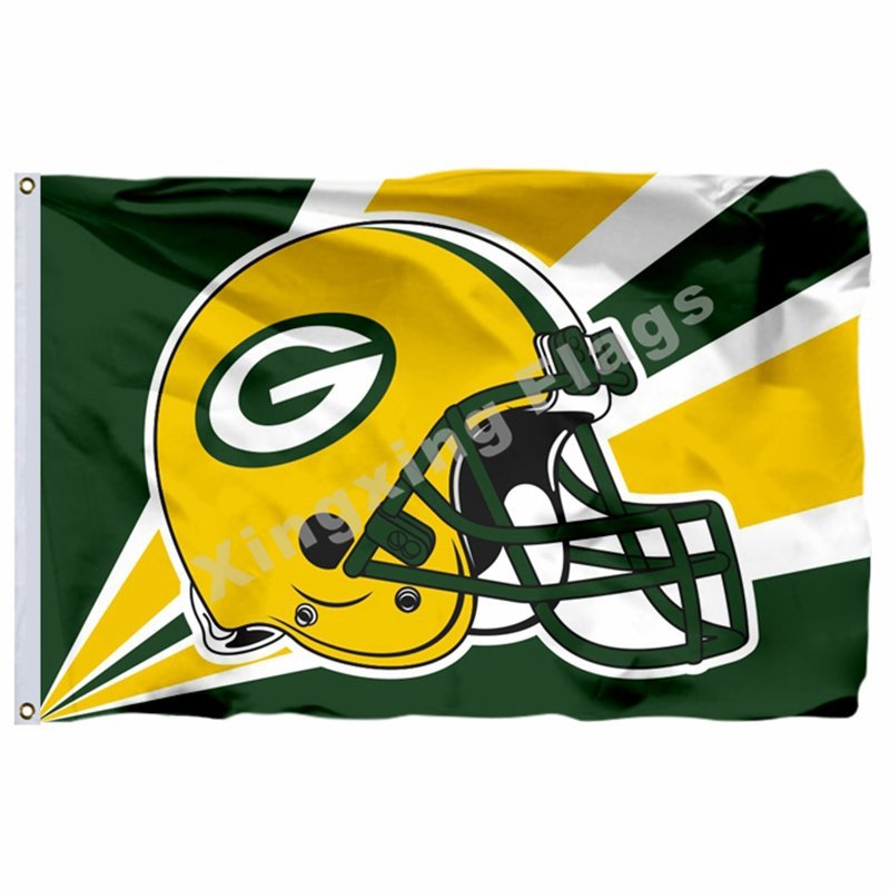Green Bay Packers Helmet Lighting Flag 3ft X 5ft Polyester NFL1 Green