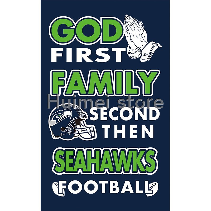Newest custom Seattle Seahawks flag God First Family flag