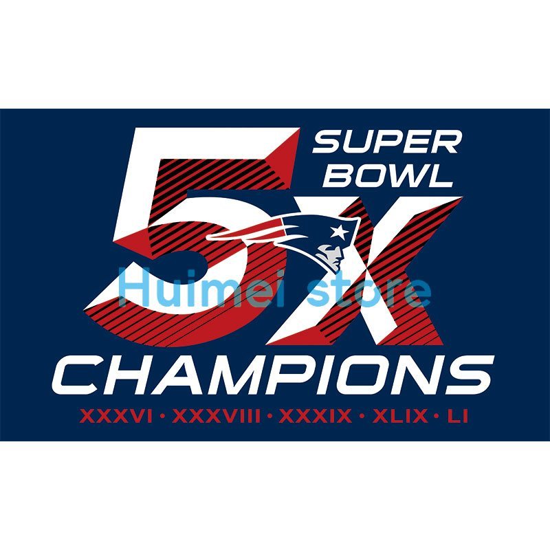 5X champions Patriots Flag 100% polyester CUSTOMIZED 3x5FT large New E