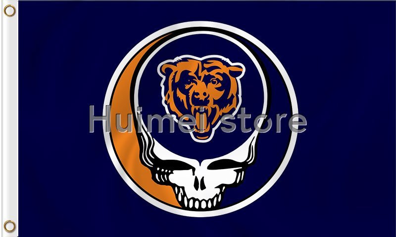 high quality Chicago Bears flag skull head banner 100D 3x5FT
