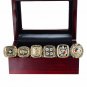 Wooden Box With Replica Pittsburgh Steelers Super Bowl Set(1974/1975/1