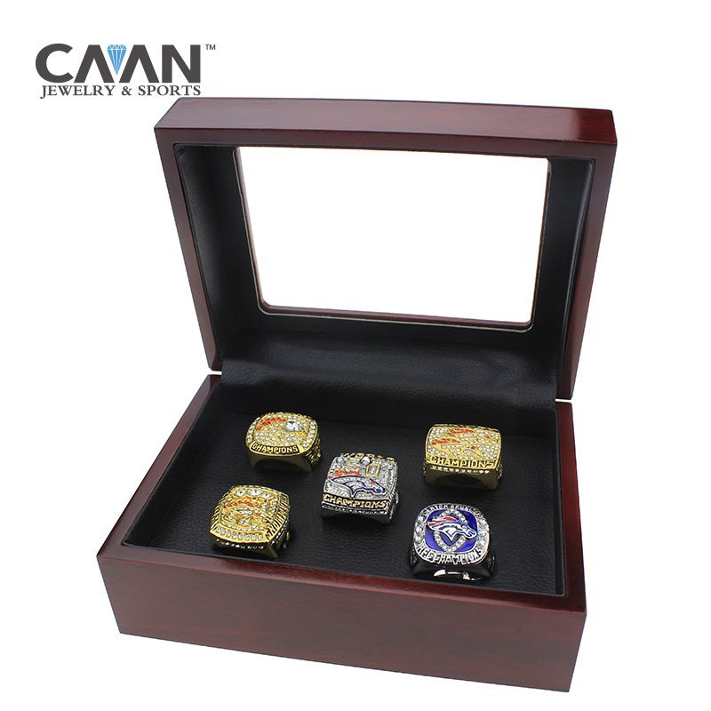 5 pcs/set Denver Broncos World Championship Ring Set With Box 1997 199