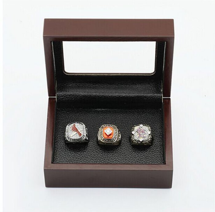 Gorgeous Ring sets with Wooden Boxes Replica Baseball Copper 3pcs/pack