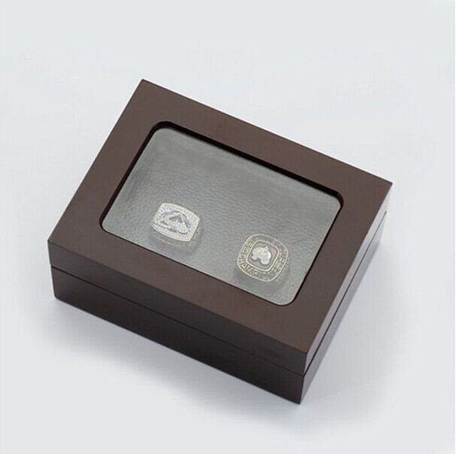 Gorgeous Ring sets with Wooden Boxes Replica Hockey 2pcs/packs Colorad