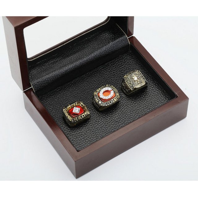 Gorgeous Ring sets with Wooden Boxes Replica Baseball Copper 3pcs/pack