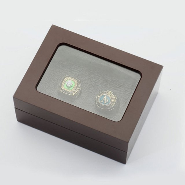 Gorgeous Ring sets with Wooden Boxes Replica Baseball Copper 2pcs/pack