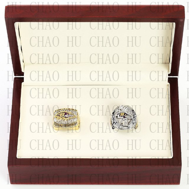 One set (2PCS) 2000 2012 Super Bowl Baltimore Ravens Championship Ring