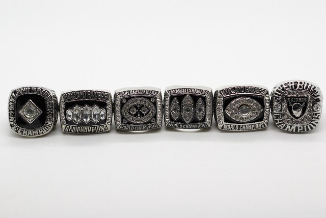 6 pcs /set  Oakland Raiders replic championship rings US Size 11 on sa