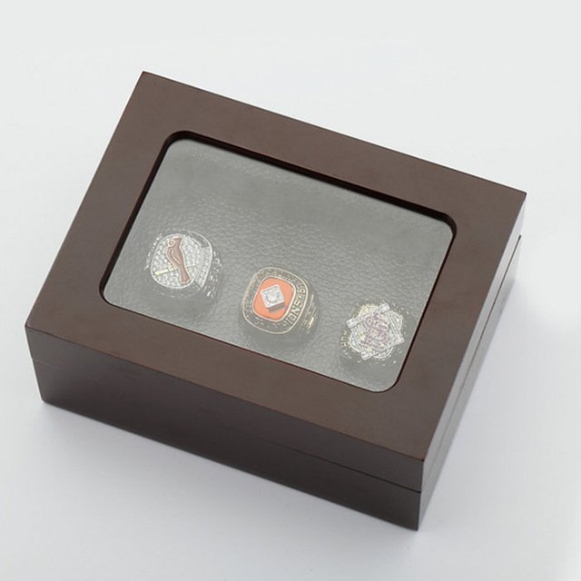 Gorgeous Ring sets with Wooden Boxes Replica Baseball Copper 3pcs/pack