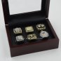 Wooden Box With Replica Pittsburgh Steelers Super Bowl Set(1974/1975/1