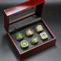 A Set Green Bay Packers Super Bowl Championship Rings 6Pcs With Wooden