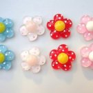 20pc Glass Flower Polka Dot Resin Button
