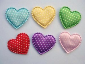 60 Satin Polka Dots Heart Applique