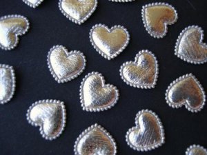 100 Padded Mini Hearts Shiny Applique